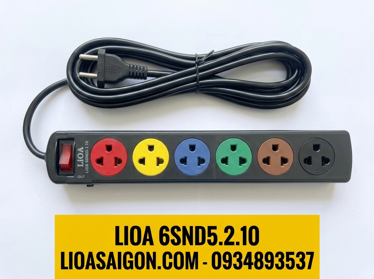 Ổ Cắm LiOA 6SND5.2.10 (6 Lỗ - 5 Mét - 10A)